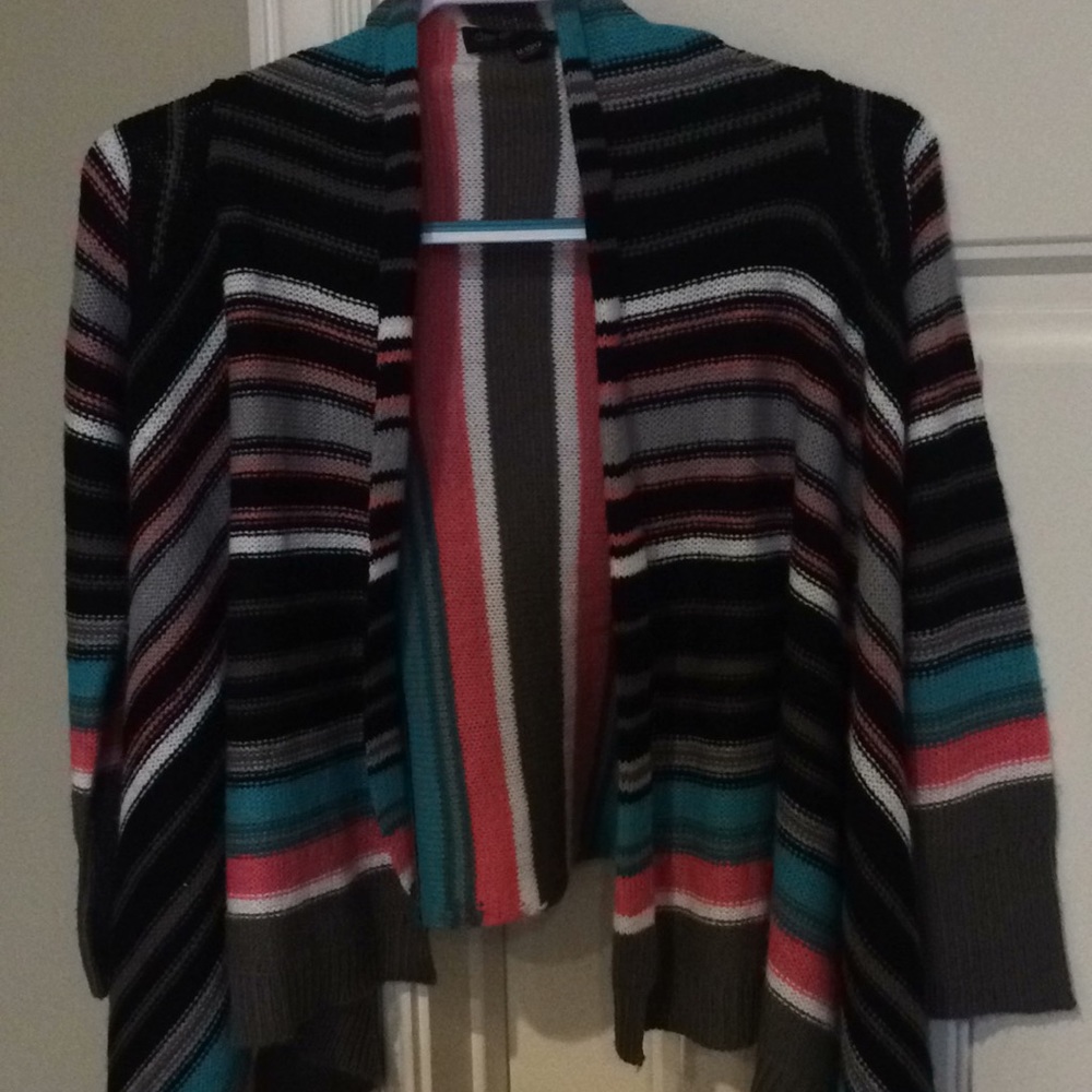 Open cardigan sweater in multicolored